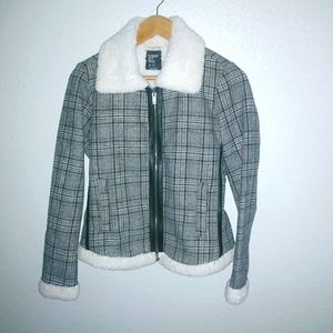 Cuidado con el Perro S Plaid Shearling Lined Zip Front Jacket